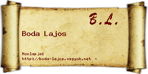 Boda Lajos névjegykártya